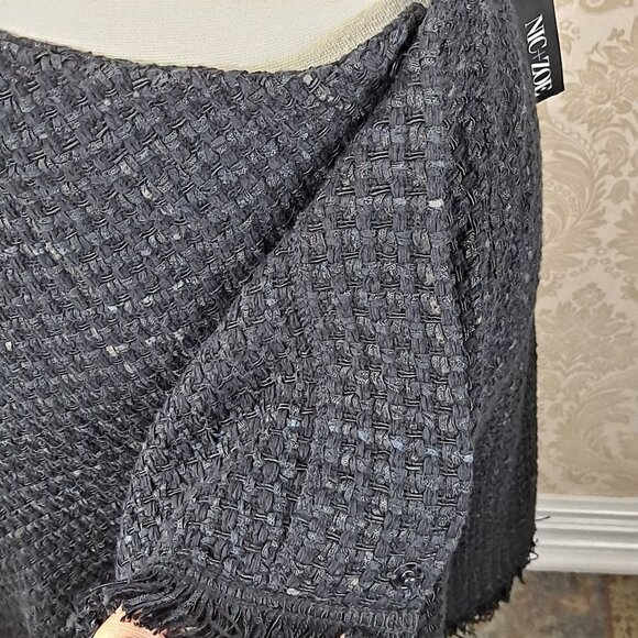Nic & Zoe Size Small Black Tweed Skirt Aymmetric Hem Faux Wrap Elastic Back NWT - Picture 5 of 14
